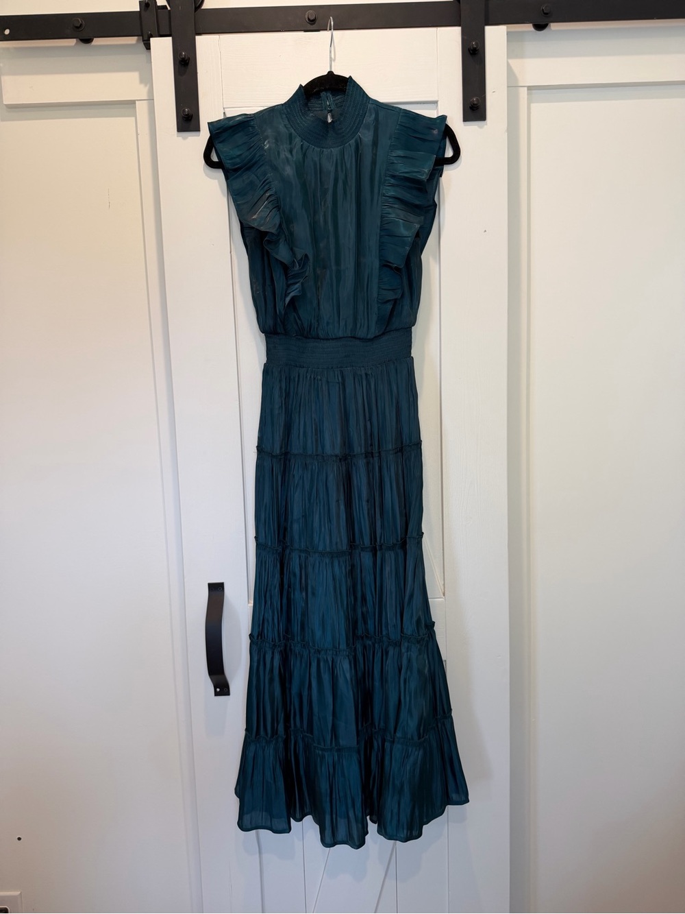 Lulu's Teal Flutter Sleeve Midi Dress